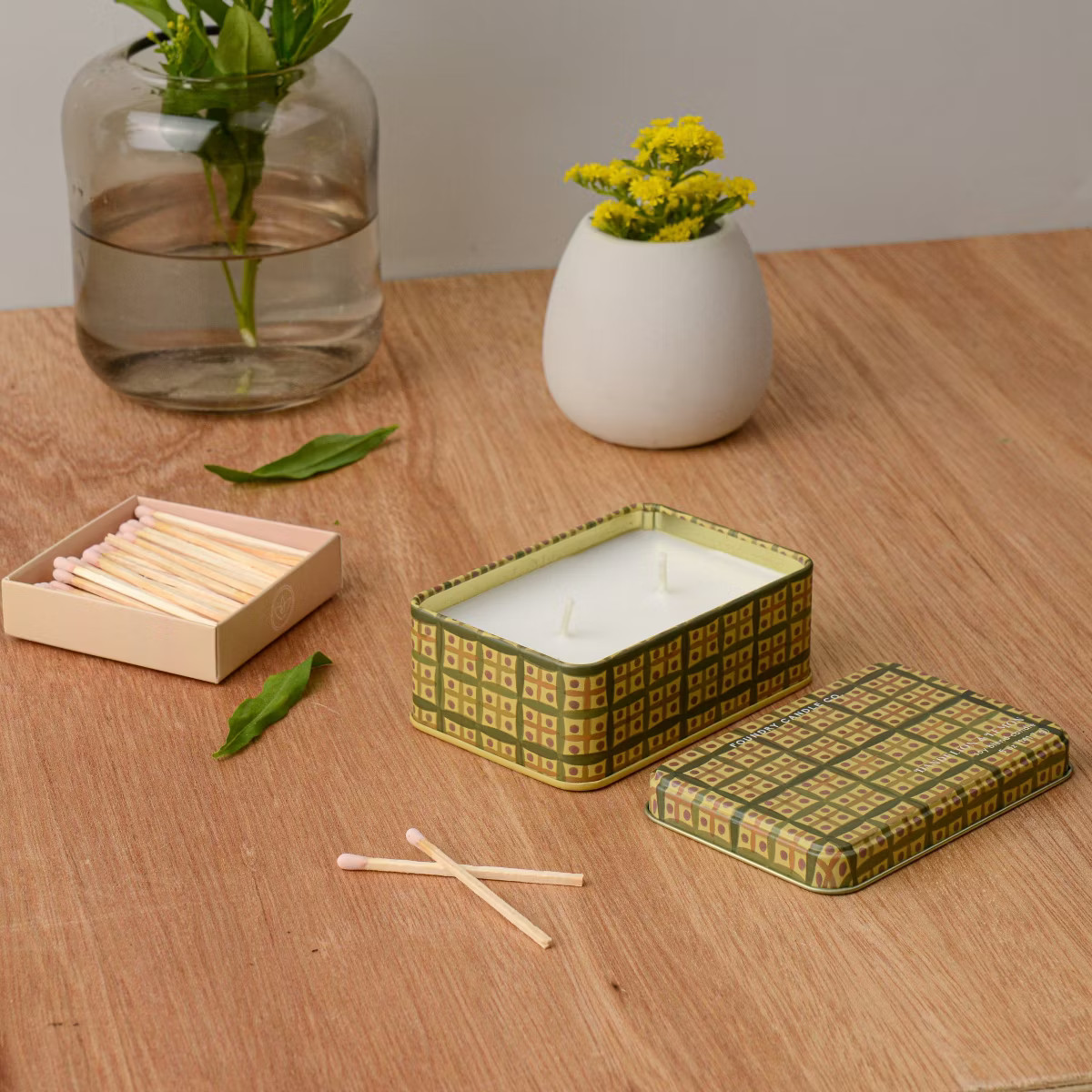 Foundry Candle Co. 2-Wick Patterned Tin Candle with Lid Dandelion and Lemon 5oz | Target