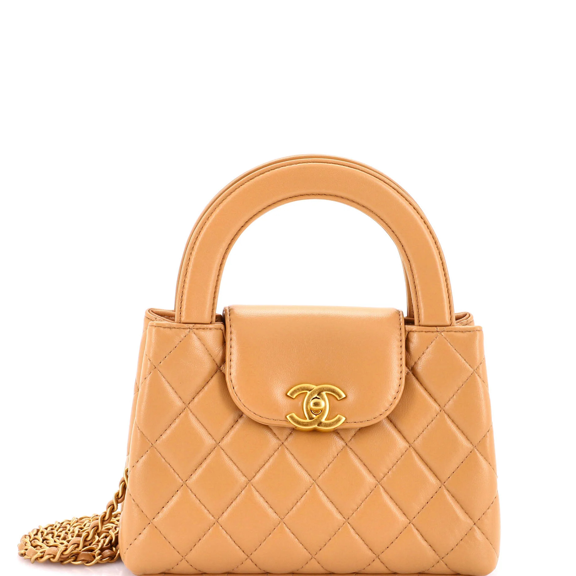 Kelly Top Handle Shopping Bag Quilted Shiny Aged Calfskin Mini | Zulily