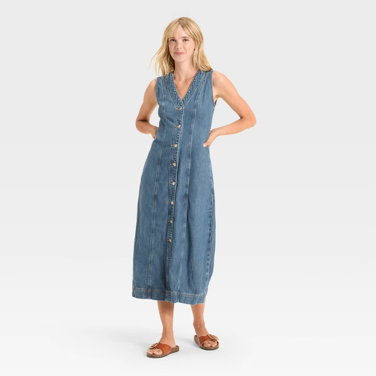Women's Denim Button-Down Ankle Dress - Universal Thread™ | Target