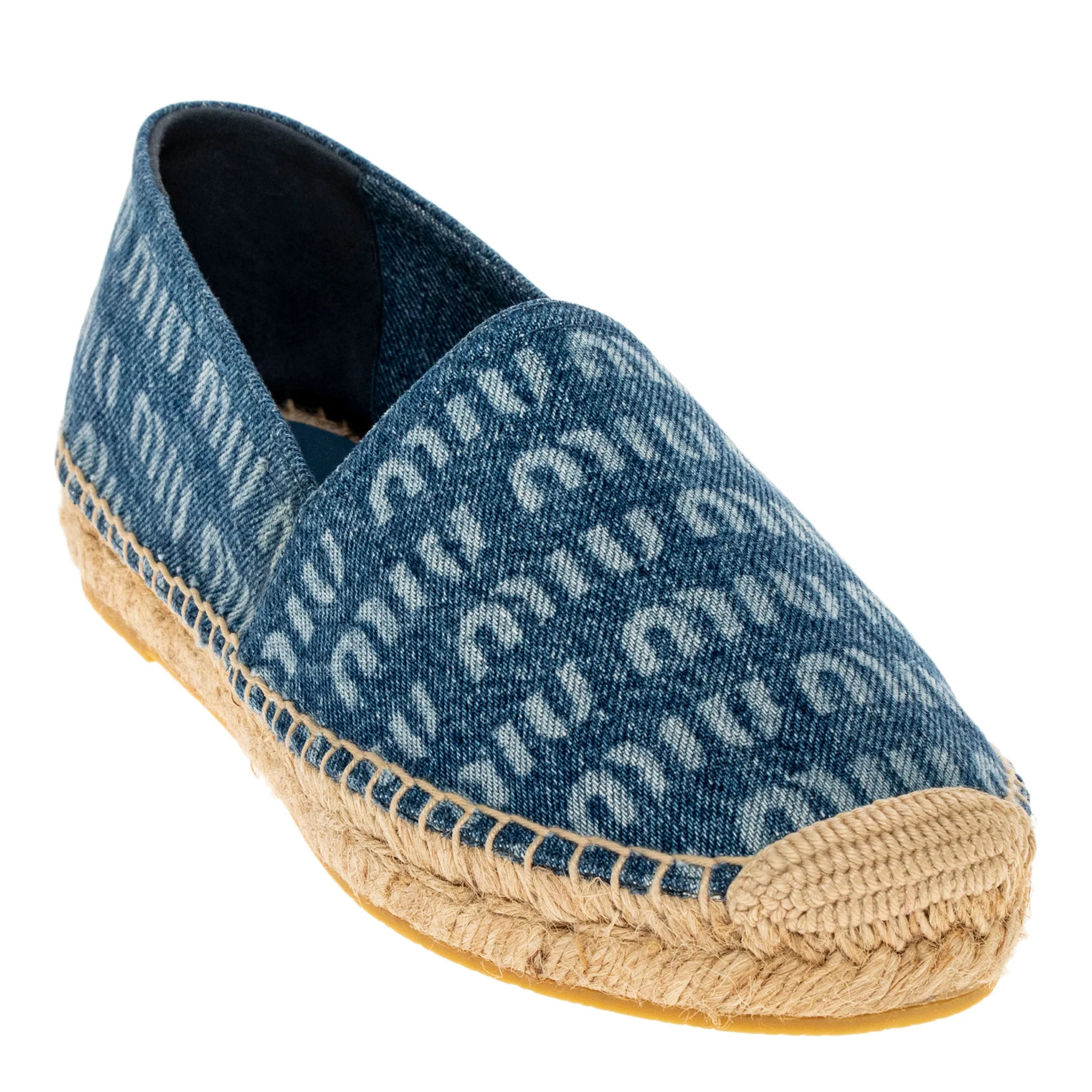 Miu Miu Denim Logo Espadrilles | Overstock