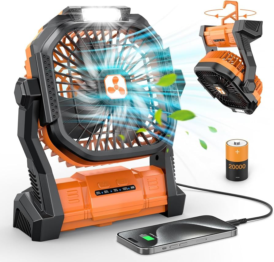 Portable Fan Rechargeable, Cordless Battery Powered Fan with LED Lantern, Small Table Fan, USB Ba... | Amazon (US)