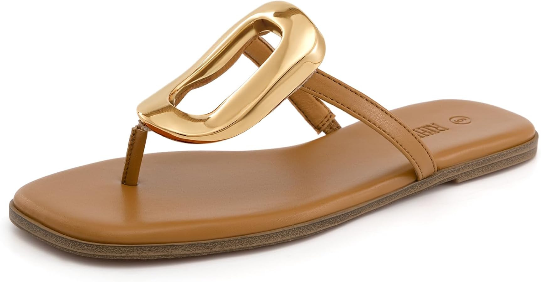 Rihero Flip Flops for Women Comfortable Square Toe Flat Sandals Slip On Summer Beach Slide Sandal... | Amazon (US)