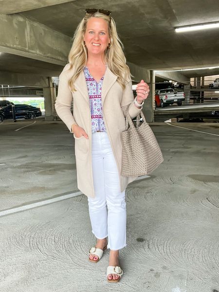Easy business casual outfit for the office! 

Smart casual, work wear, workwear, work outfits, jeans, sandals, cardigans for work, work tote, fashion blogger 

#LTKOver40 #LTKStyleTip #LTKWorkwear