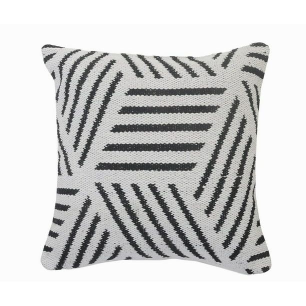 Ox Bay Stylish Geometric Striped Throw Pillow, Black / White, 20 in. Square, Count per Pack 1 | Walmart (US)