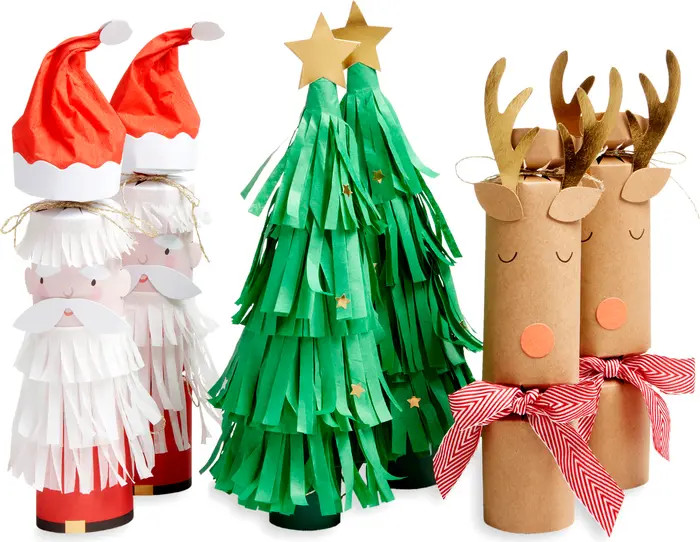 6-Pack Assorted Santa, Reindeer & Trees Christmas Crackers | Nordstrom