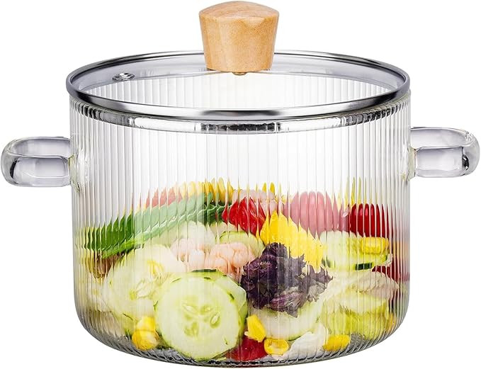1.8L/60OZ Glass Simmer Pot, Clear Borosilicate Glass Cooking Pot for Stove-Top, Clear Heat Resist... | Amazon (US)