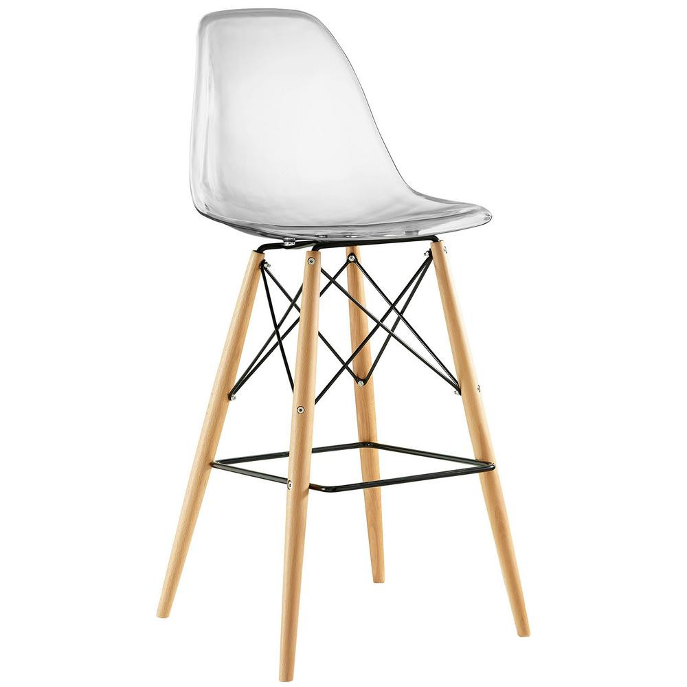 MODWAY Pyramid Clear Bar Stool-EEI-1701-CLR - The Home Depot | The Home Depot