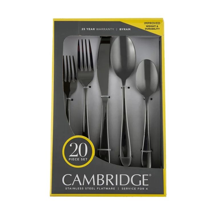 Cambridge Byram Black Mirror 20-Piece Flatware Set (Service for 4) | Walmart (US)