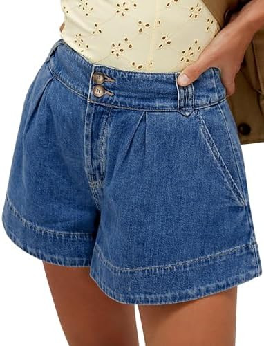 BISUAL Jean Shorts for Women Baggy High Waisted Casual Jorts Wide Leg Stretchy Denim Shorts with ... | Amazon (US)