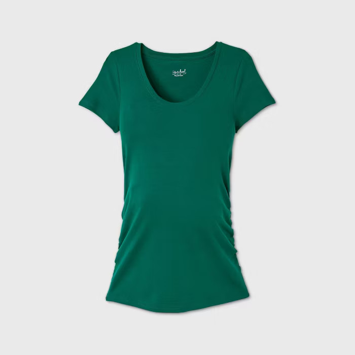 Maternity Short Sleeve Scoop Neck Side Shirred T-Shirt - Isabel Maternity by Ingrid & Isabel™ | Target