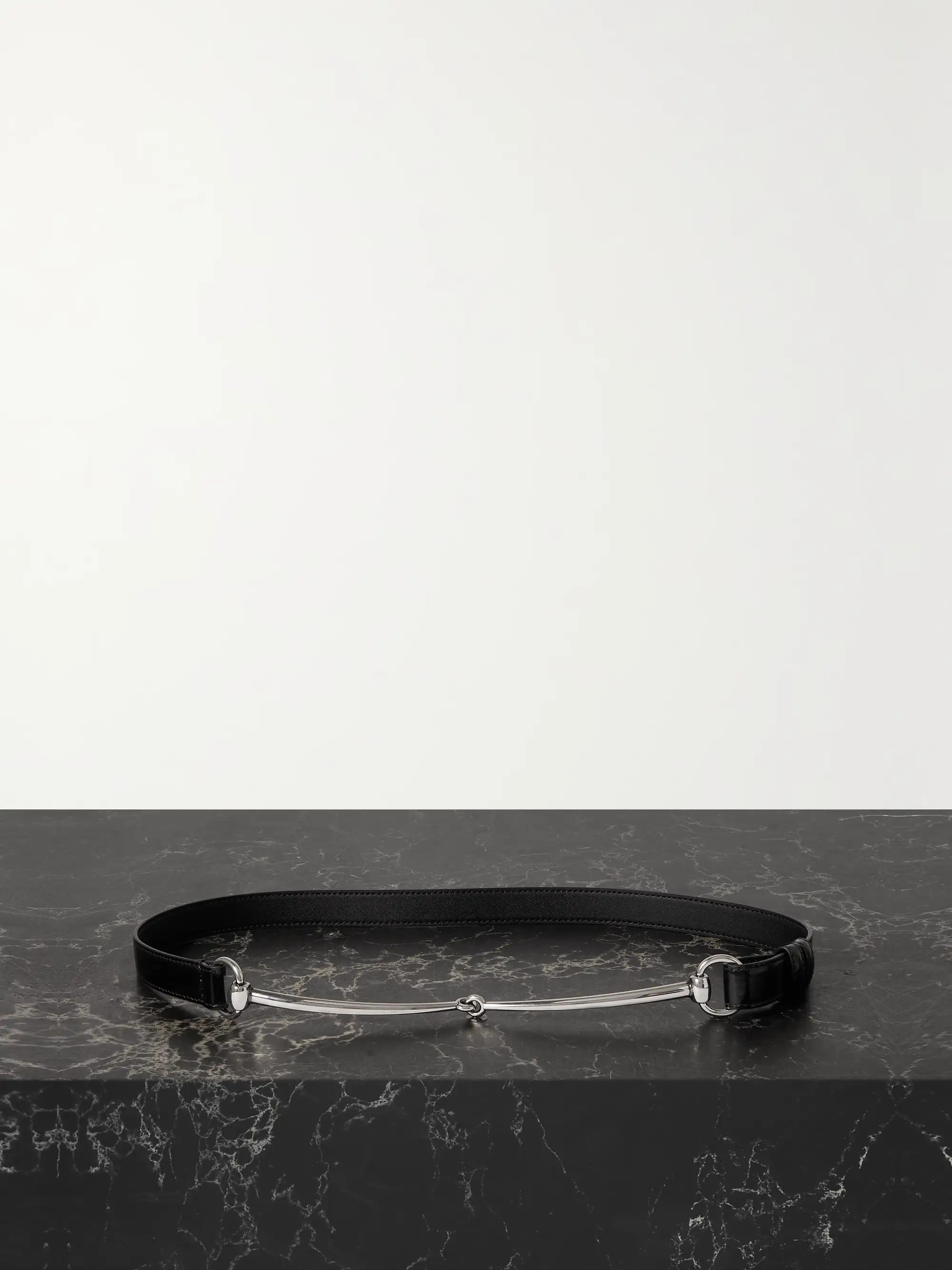 Horsebit embellished glossed-leather belt | NET-A-PORTER (US)
