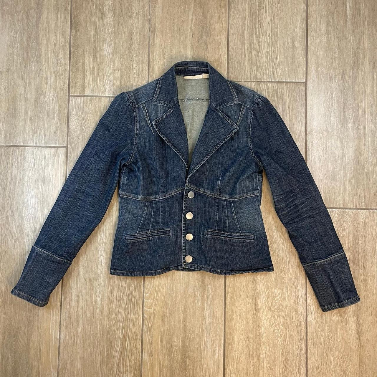 DKNY Women's Blazer Jacket - Blue - L | Depop US