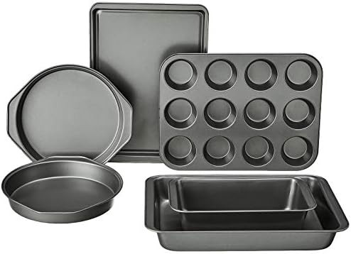 Amazon Basics 6 Piece Nonstick, Carbon Steel Oven Safe Bakeware Set with Cake, Muffin, Cookie, an... | Amazon (US)