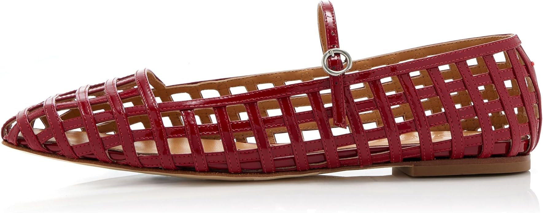 Woven Ballet Flats for Women with Square Toe Breathable Mary Jane Flat Shoes Stylish Buckle Strap | Amazon (US)