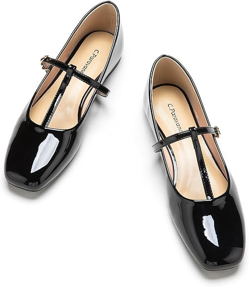 C.Paravano Mary Jane Shoes for Women | Women Flats | Womens Square Toe Flats | Leather Mary Jane | Amazon (UK)