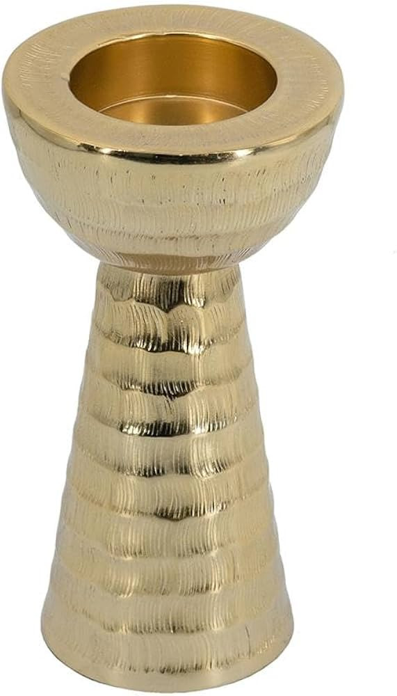 D5x10 Elegant Gold Hammered Aluminum Pillar Candle Holder - Luxurious Decorative Accent for Home ... | Amazon (US)