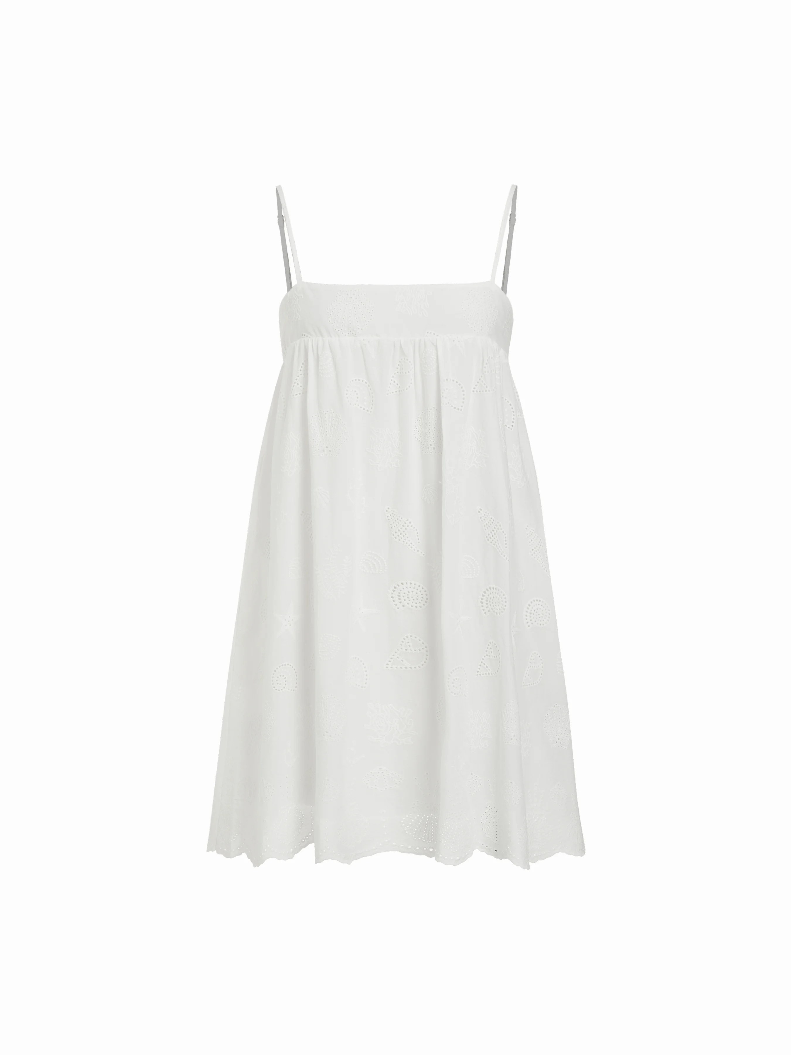 Cotton-blend Square Neck Broderie Anglaise A-line Cami Mini Dress | Cider
