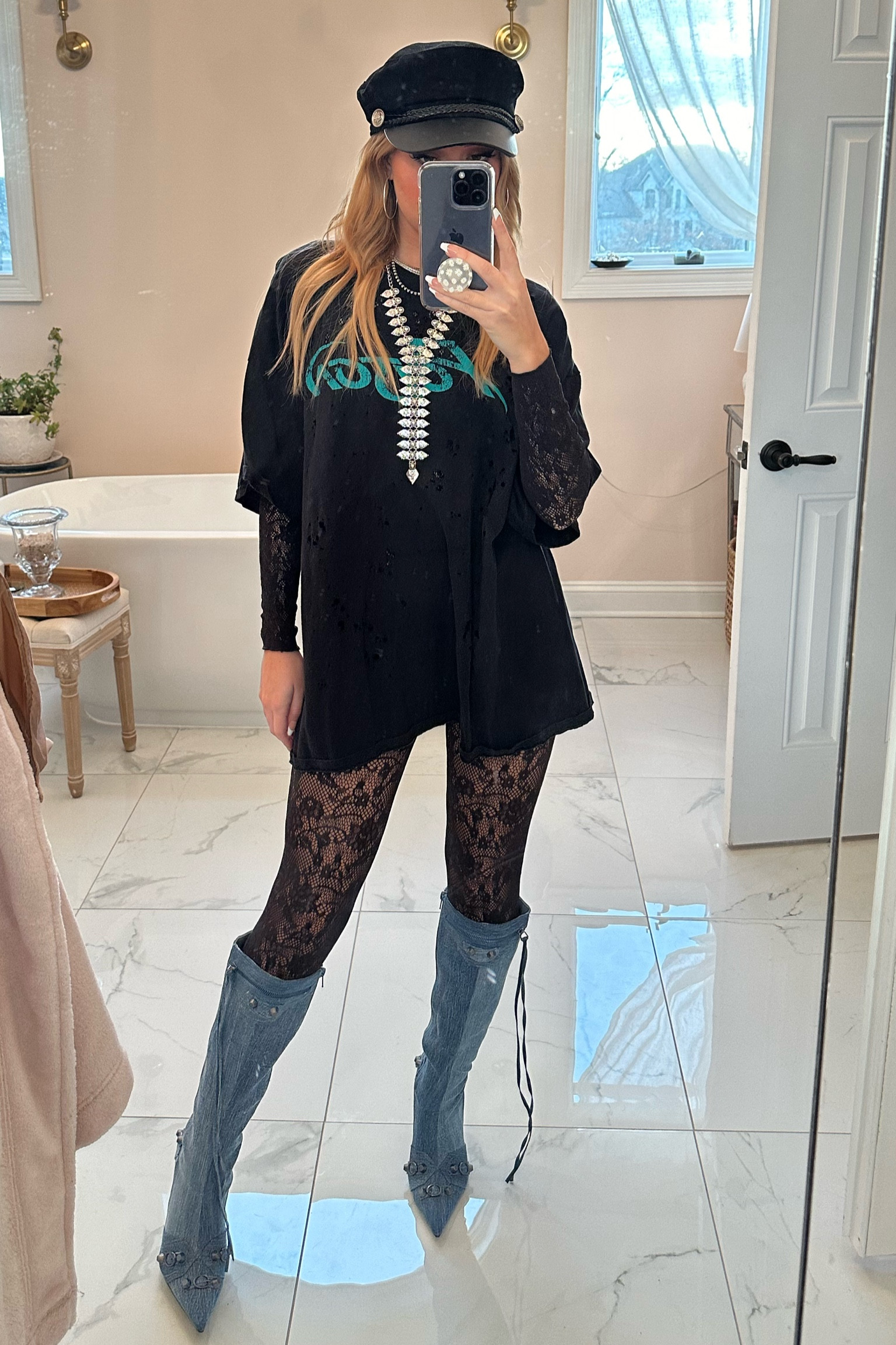 Rocknroll outfit 🤘🏼 boots are from FashionNova but tagged similar. Couldn’t find the tshirt or necklace :( I bought them awhile ago. 