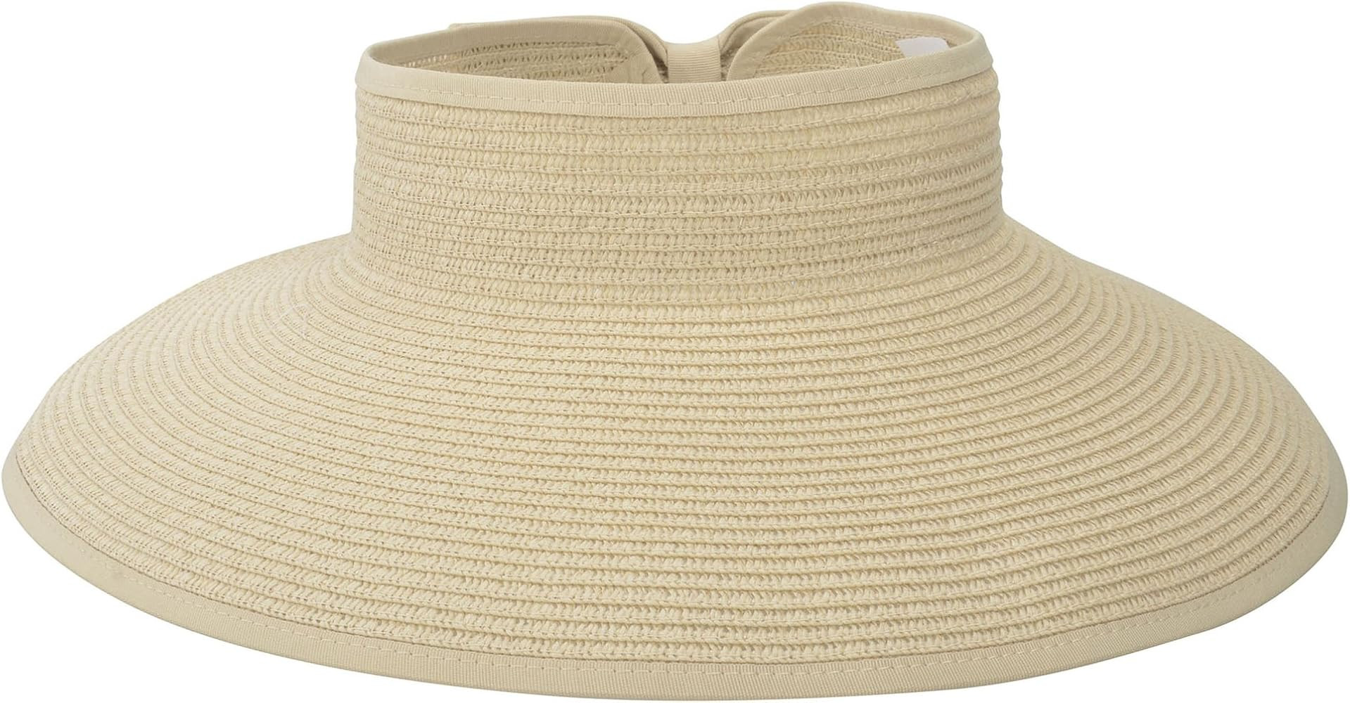 Women's UPF 50+ Wide Brim Roll-up Straw Sun Hat Sun Visor | Amazon (US)