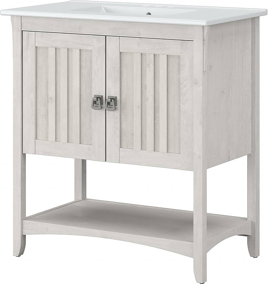 Bush Furniture Salinas 32W Bathroom Vanity with Sink in Linen White Oak | Amazon (US)