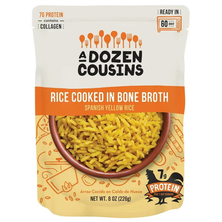 A Dozen Cousins - RTE Rice Cooked in Bone Broth - Spanish Yellow - 8 oz. Pouch - Walmart.com | Walmart (US)