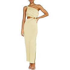 ANRABESS Women Summer One Shoulder Sleeveless Maxi Dress Cutout Sexy Bodycon Semi Formal Dinner D... | Amazon (US)
