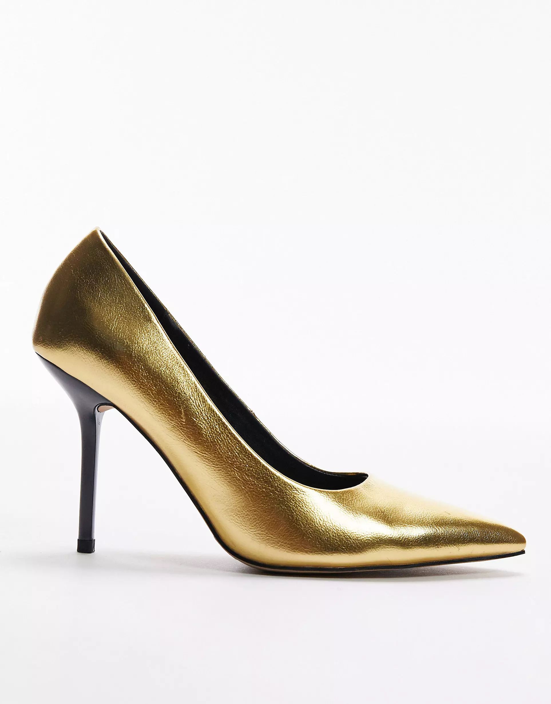 Topshop Erin patent court shoe in gold | ASOS (Global)