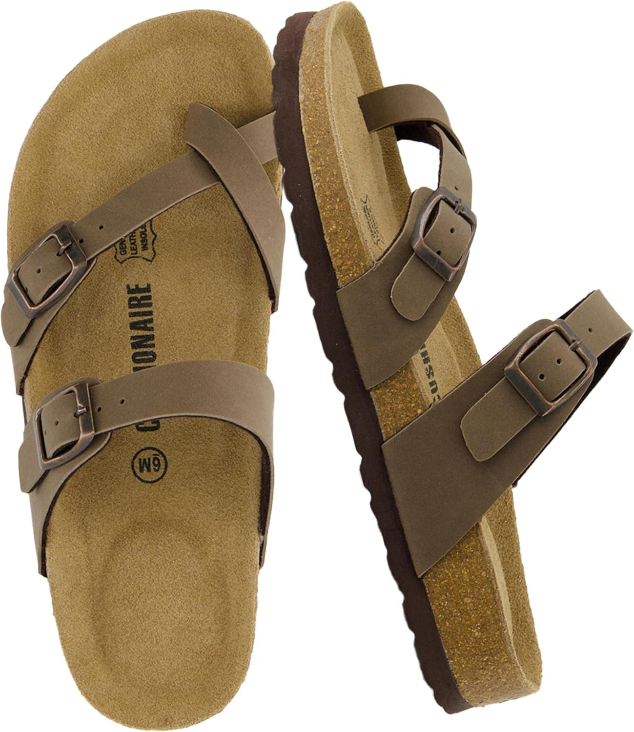 CUSHIONAIRE Luna Sandals for Women, Cork Footbed Womens Sandals for Summer Comfort with Adjustable Straps, Wide Width Available | Amazon (US)