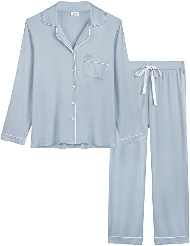 Joyaria Womens Soft Bamboo Pajama Sets Button Down Long Sleeve Pj Pants Set Sleepwear | Amazon (US)
