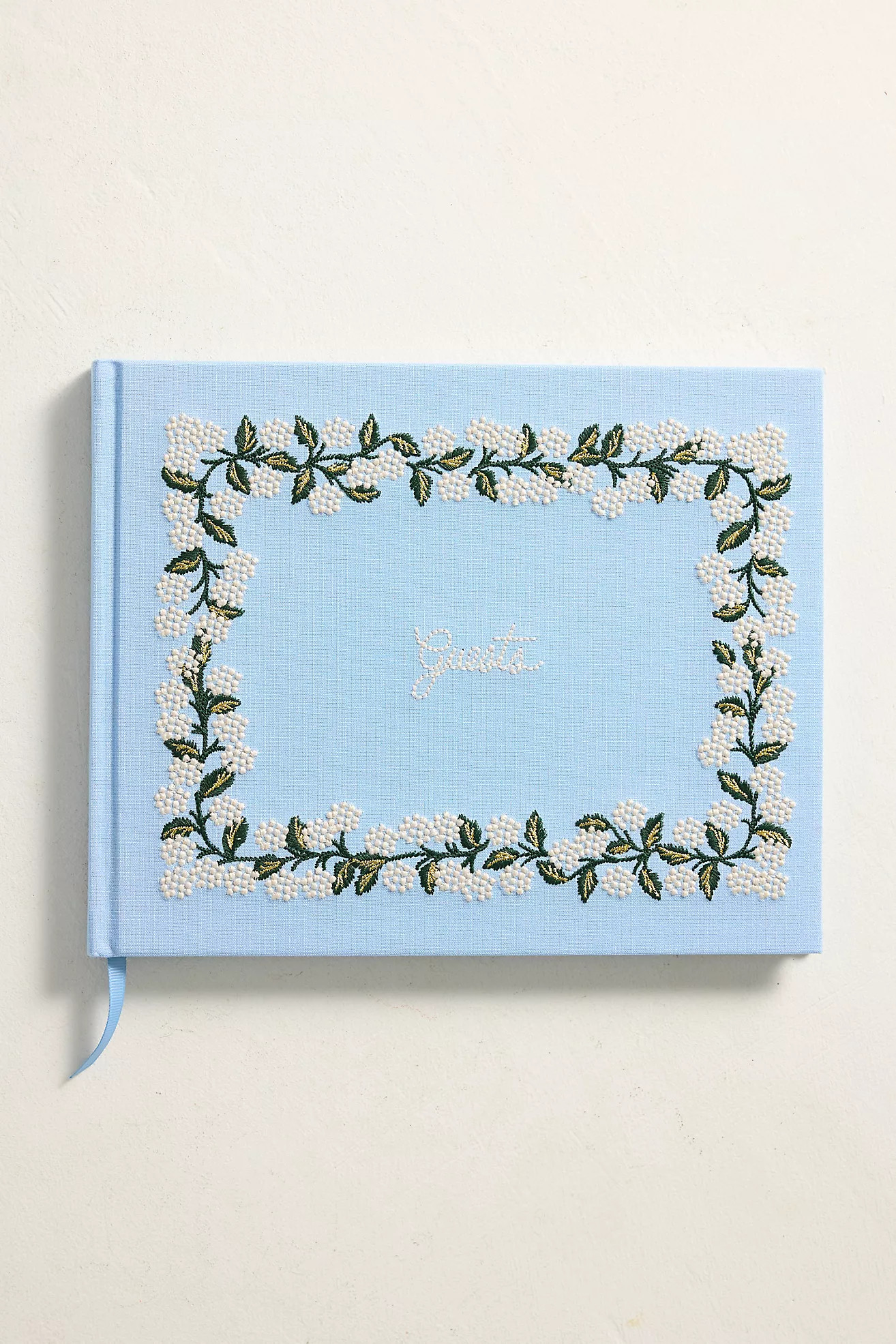 Embroidered Hydrangea Guest Book | Anthropologie (US)