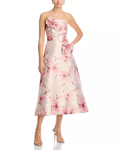 Strapless Gazar 3D Floral Dress | Bloomingdale's (US)