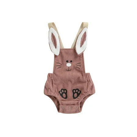 QILINXUAN Newborn Baby Boys Girls Bunny Romper Sleeveless Corduroy Bodysuit My 1st Easter Outfit One | Walmart (US)