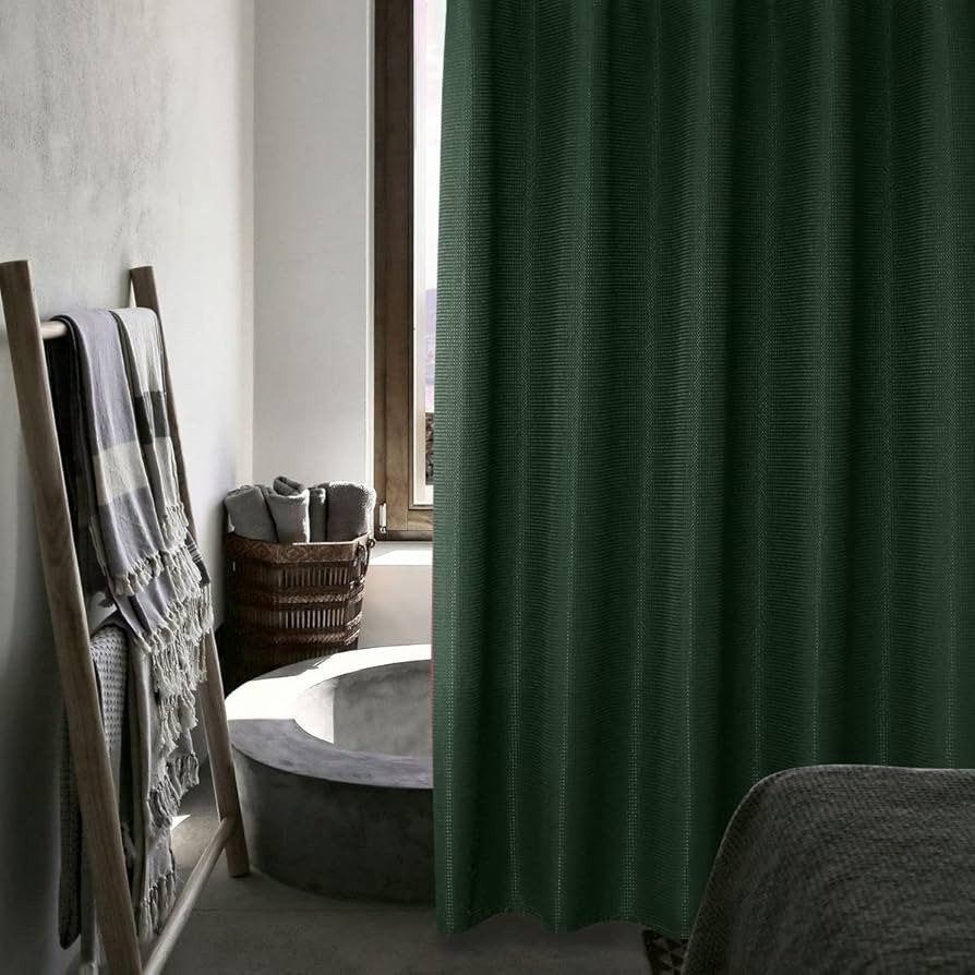 SPXTEX Dark Green Shower Curtains 84 inches Long Waterproof Fabric Farmhouse Modern Rectangle Tex... | Amazon (US)