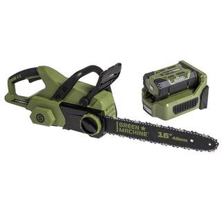 Green Machine 62V Brushless 16 in. Cordless Battery Chainsaw Auto-tensioning system, easy trigger... | The Home Depot