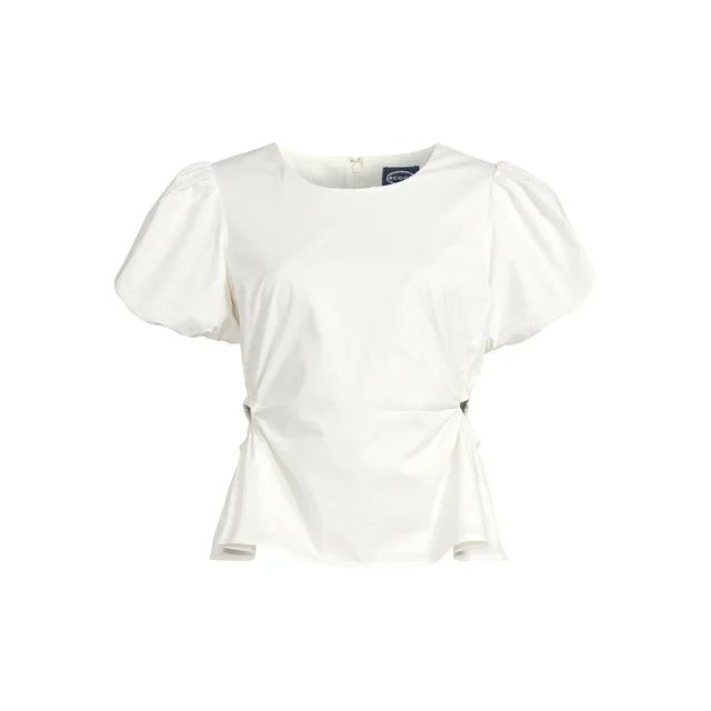 Scoop Women's Poplin Puff Sleeve Top with Cutouts, Sizes XS-XXL | Walmart (US)