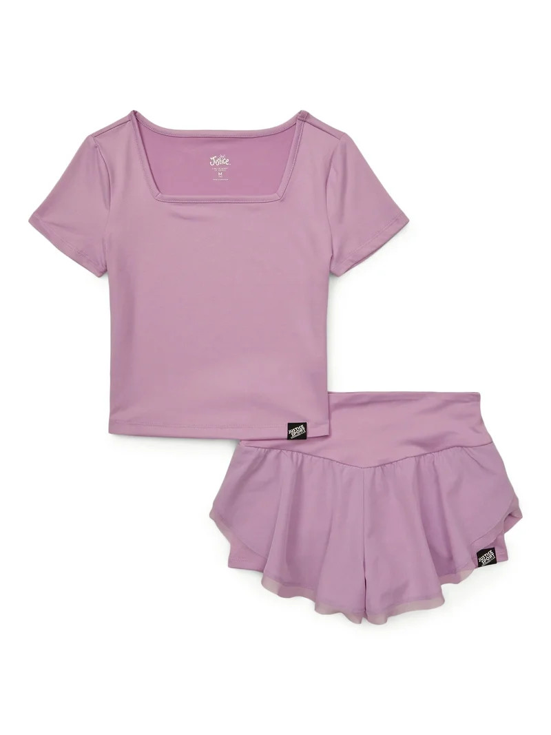 Justice Girls Mesh Hem Tulip Short Set, Sizes XS - XLP | Walmart (US)