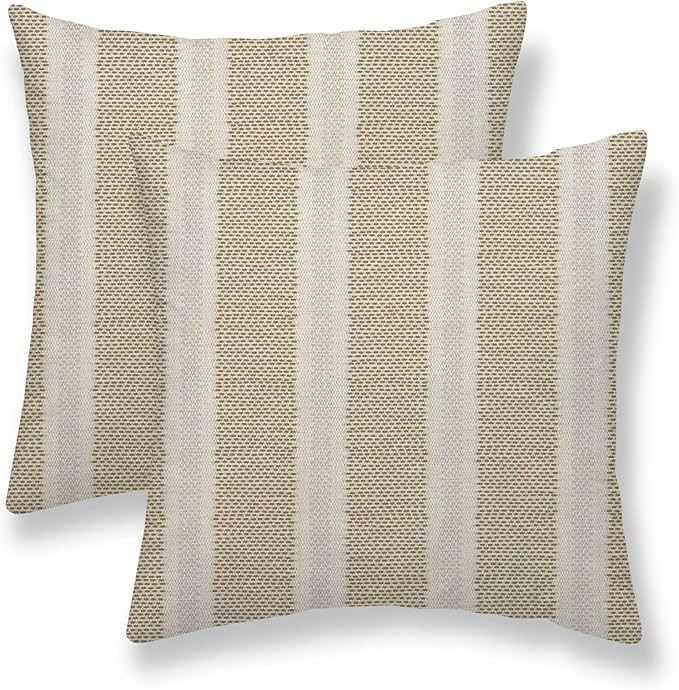 Tan Khaki Polka Dot Pillow Covers 20 x 20 Inch Set of 2 Boho Striped Decorative Outdoor Throw Pil... | Amazon (US)