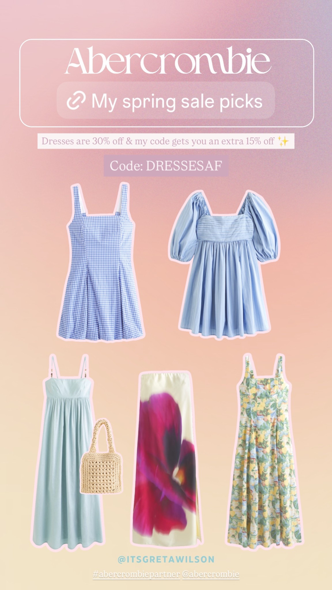 My Abercrombie spring sale picks 🫶🏻 Dresses are 30% off & you can use my code: DRESSESAF to get an additional 15% off!! :) @Abercrombie #AbercrombiePartner