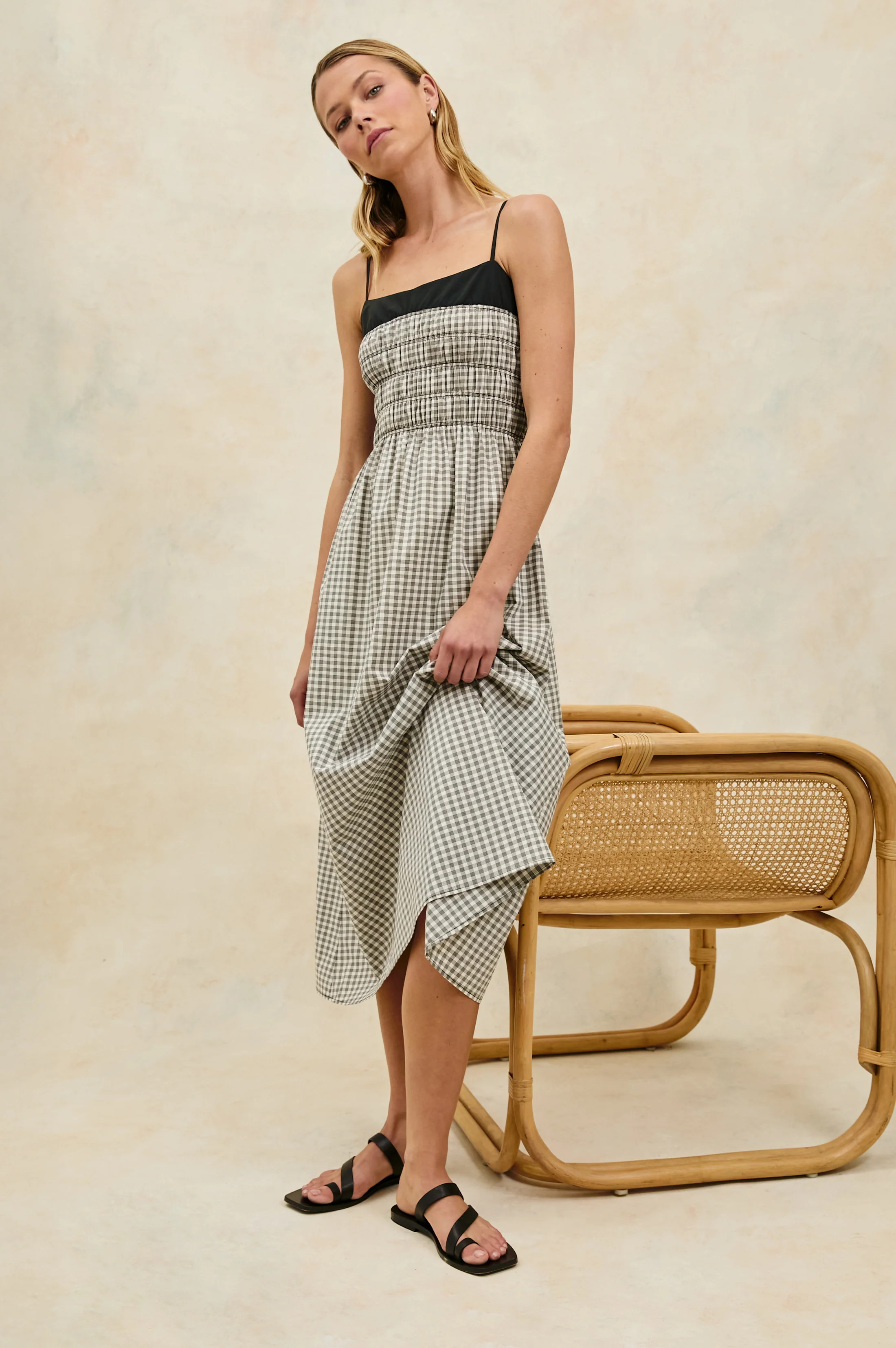 PRIMROSE DRESS - IVORY JET GINGHAM | Rails