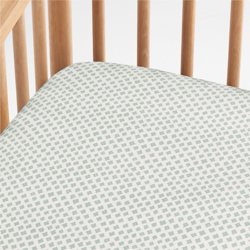 Shome Organic Patterned Blue Baby Crib Fitted Sheet by John Robshaw | Crate & Kids | Crate & Barrel