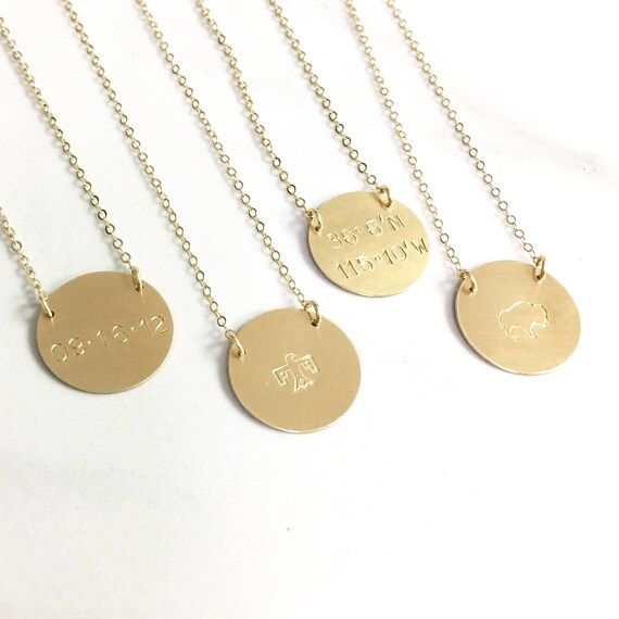 Personalized Disc Necklace, Personalized Pendant Necklace, Mothers Necklace, Personalized Jewelry, G | Etsy (US)