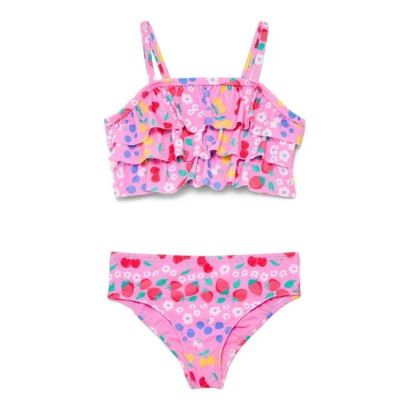 Wonder Nation Baby and Toddler Girl Ruffle Bikini Swimsuit, 2-Piece, Sizes 12M-5T | Walmart (US)