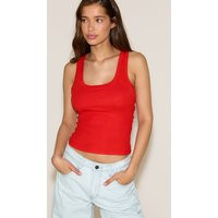 Tomato Red Soft Rib Scoop Neck Vest Top, Tomato Red | PrettyLittleThing UK