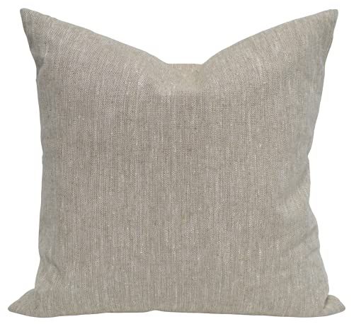 Farmhouse Pillow Cover Rustic Natural Linen (18"x18", Black Wide Stripe) | Amazon (US)