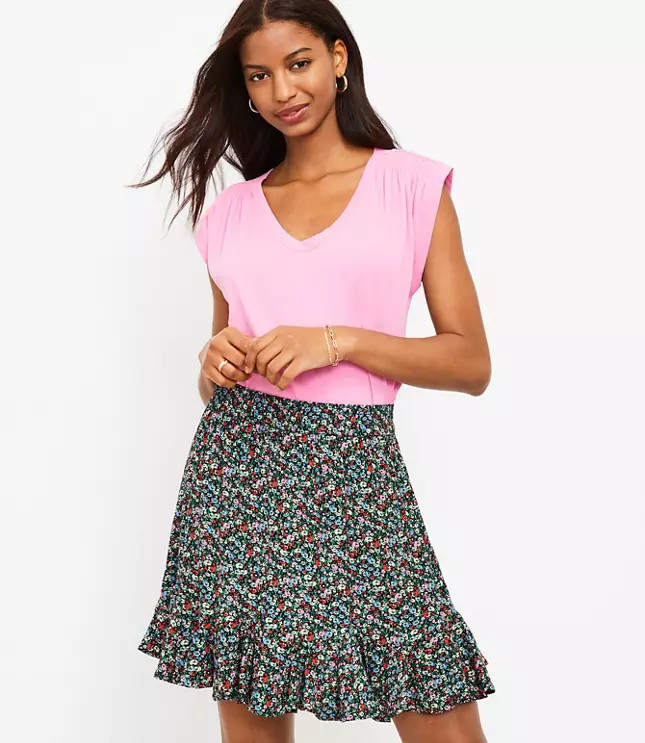 Petite Spring Bloom Flounce Skirt | LOFT