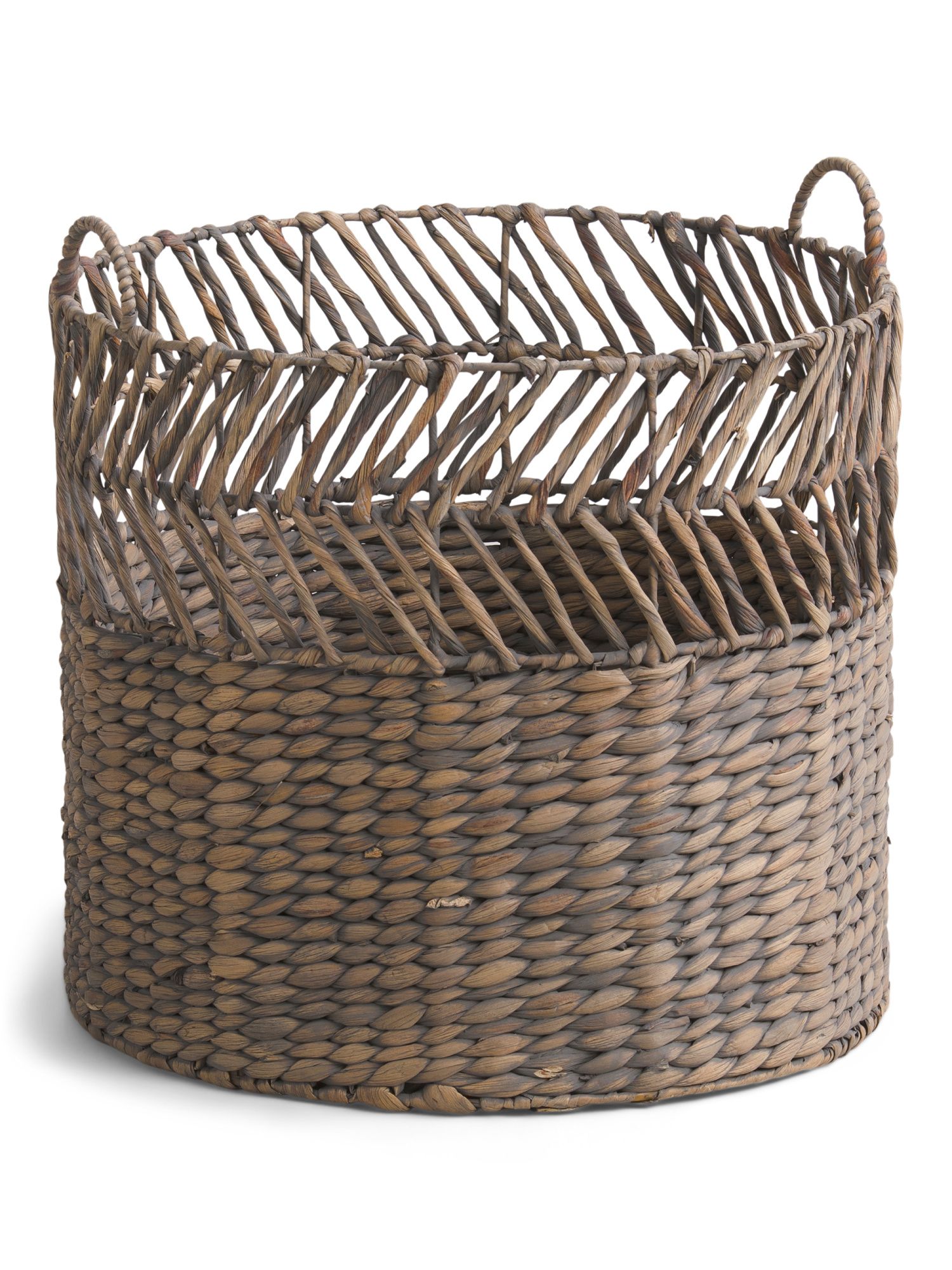Hyacinth Round Storage Basket With Arrow Open Weave Top Detail | TJ Maxx