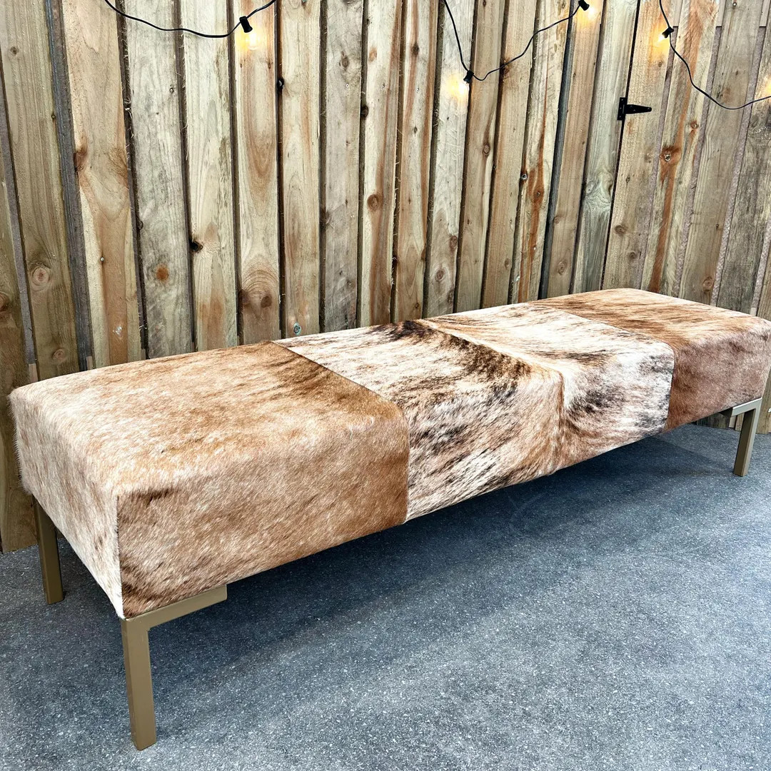 Genuine Cowhide Upholstered Bedroom Bench, End of Bed Bench, Entryway Bench, Modern Bed Bench - L... | Etsy (US)