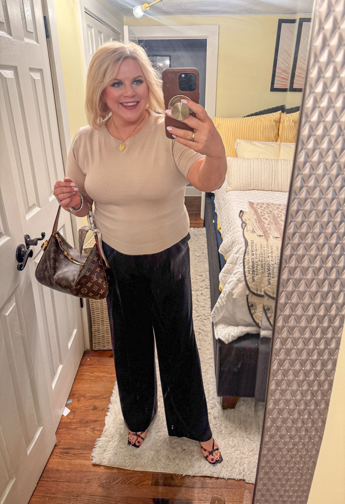 Yesterday's torrential rain had my hair a total mess.
Still , I wanted to share this outfit because it's something that works now and for the fall.
As much as it pains me, I must keep fall in mind while making any purchase.
This top is so soft, it feels like it could be a pajama top.

Office outfit, work outfit, transition outfit, fall outfits

#LTKOver40 #LTKWorkwear #LTKootd
