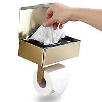 Day Moon Designs Gold Toilet Paper Holder with Shelf, Flushable Wipes Dispenser, and Storage for Bat | Amazon (US)