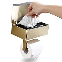 Day Moon Designs Gold Toilet Paper Holder with Shelf, Flushable Wipes Dispenser, and Storage for Bat | Amazon (US)
